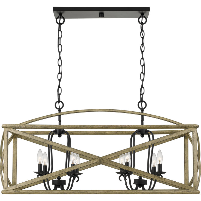 Gracie Oaks Chanler 8 Light Distressed Weathered Oak Kitchen Island